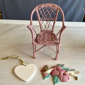 Vintage Cottagecore Doll Chair Burwood Wall Art Ornament Bundle of 3